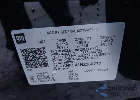 2022 GMC Acadia Fwd Sle from USA, damaged, VIN 1GKKNKL41NZ160772